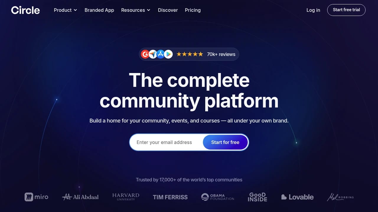 Screenshot of Circle website