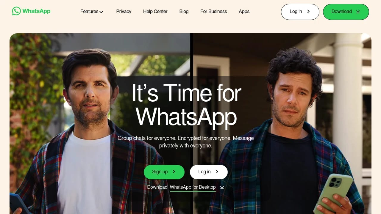 Screenshot of Whatsapp website