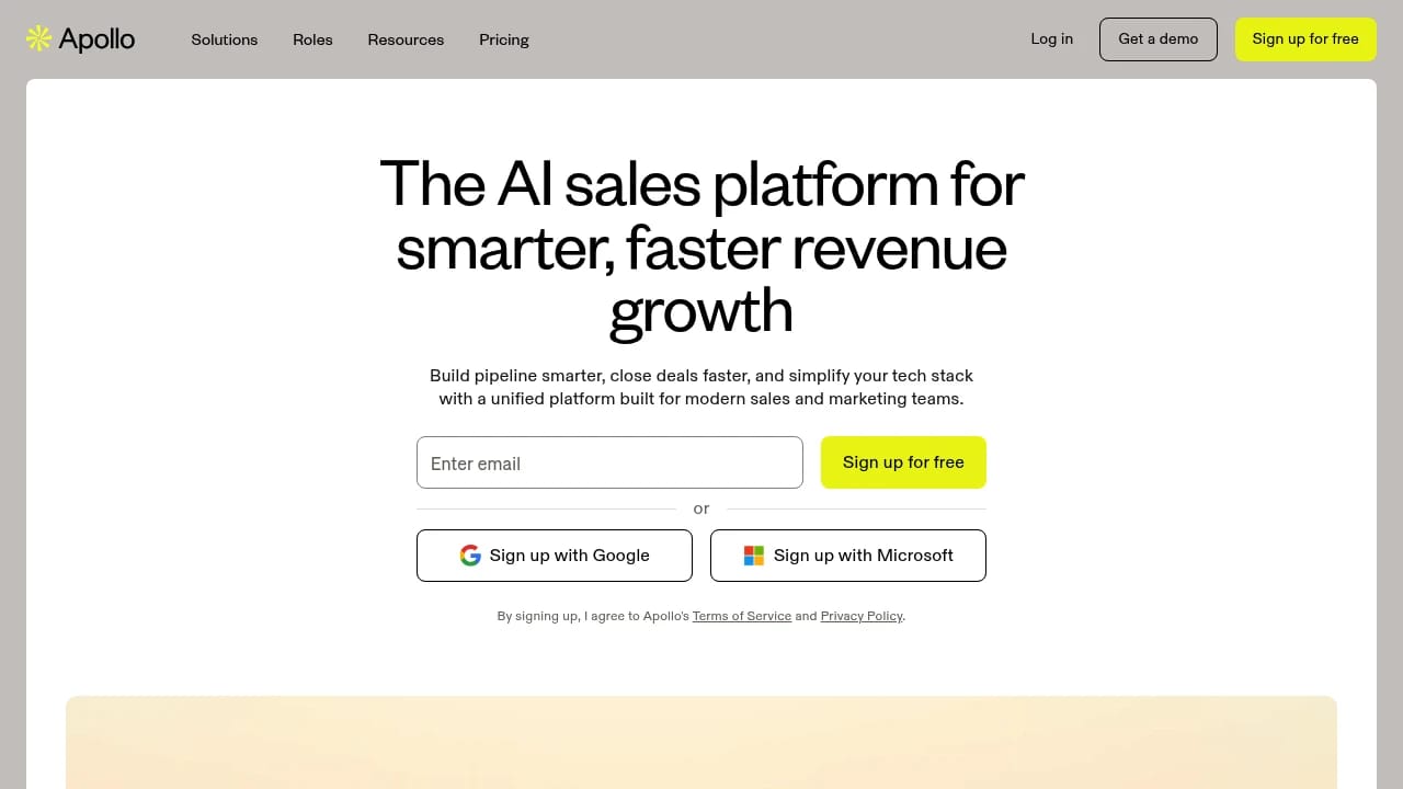 Screenshot of Apollo website