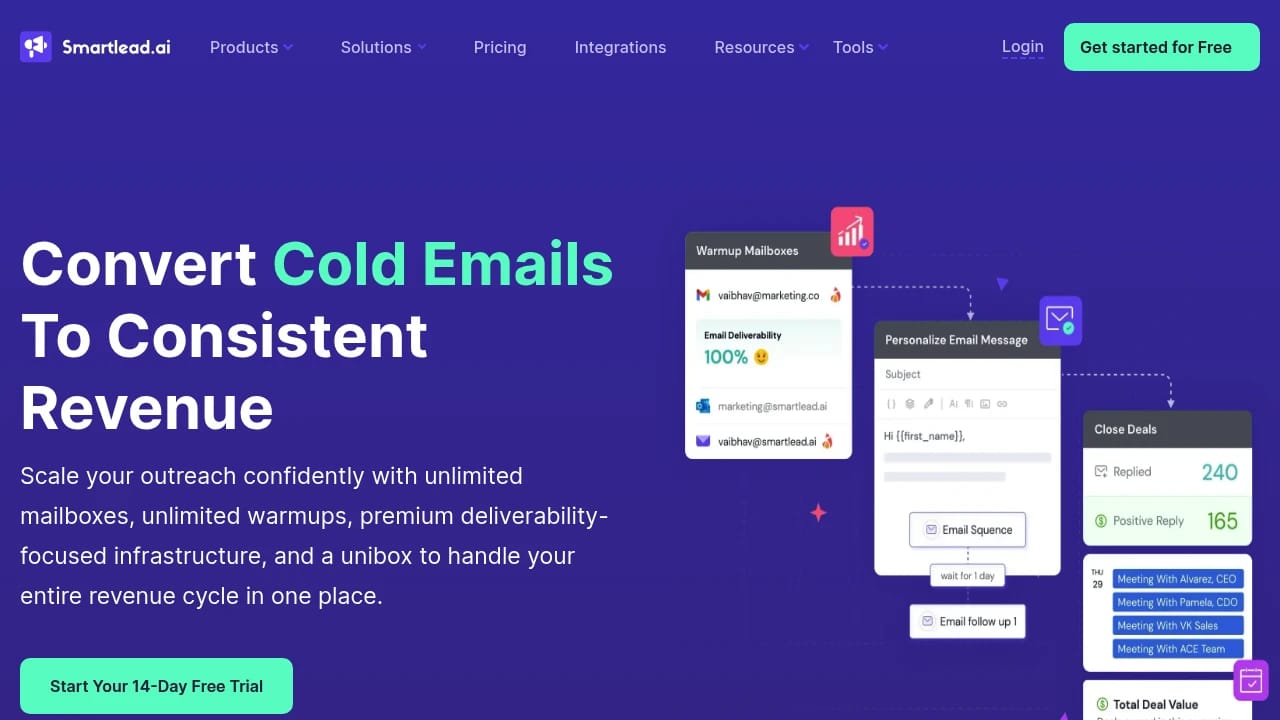 Screenshot of Smartlead website