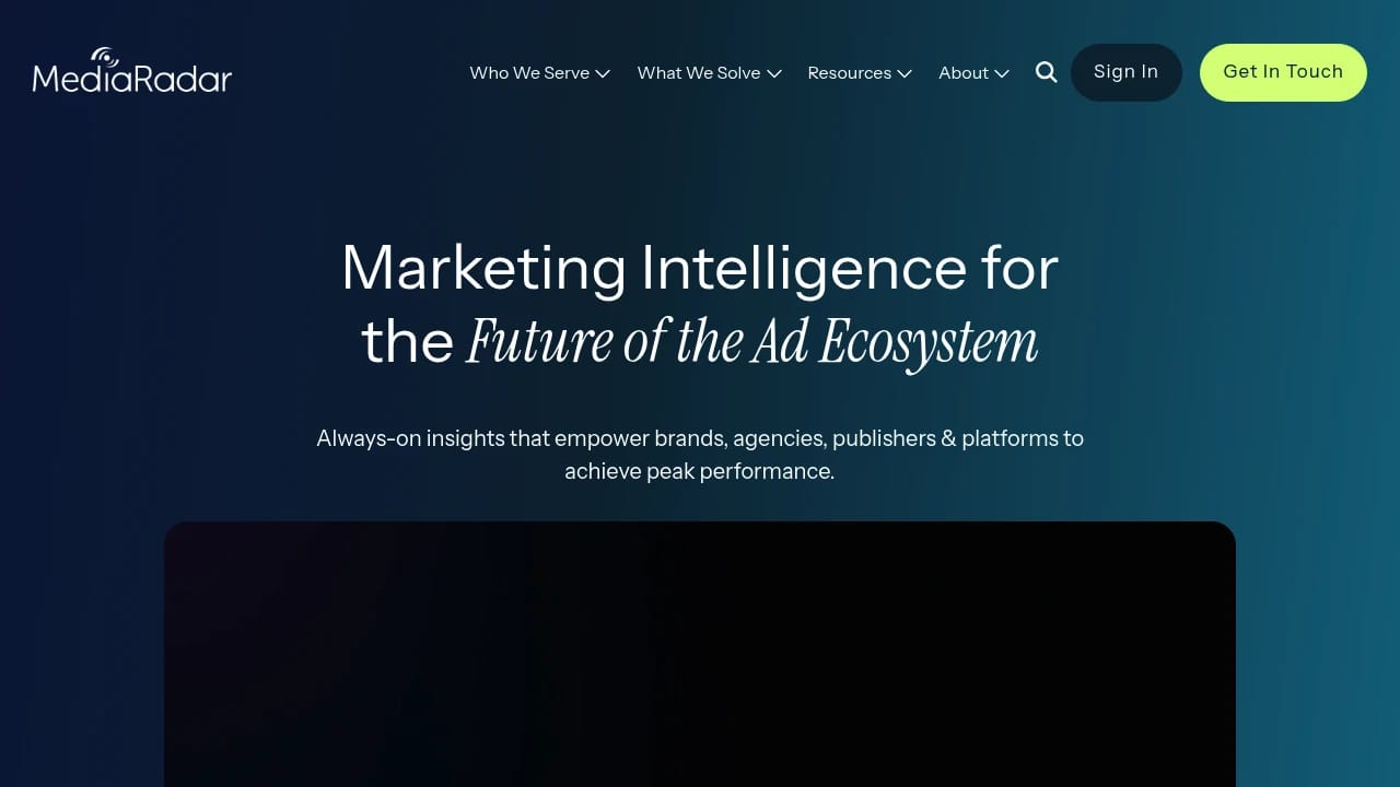 Screenshot of MediaRadar website