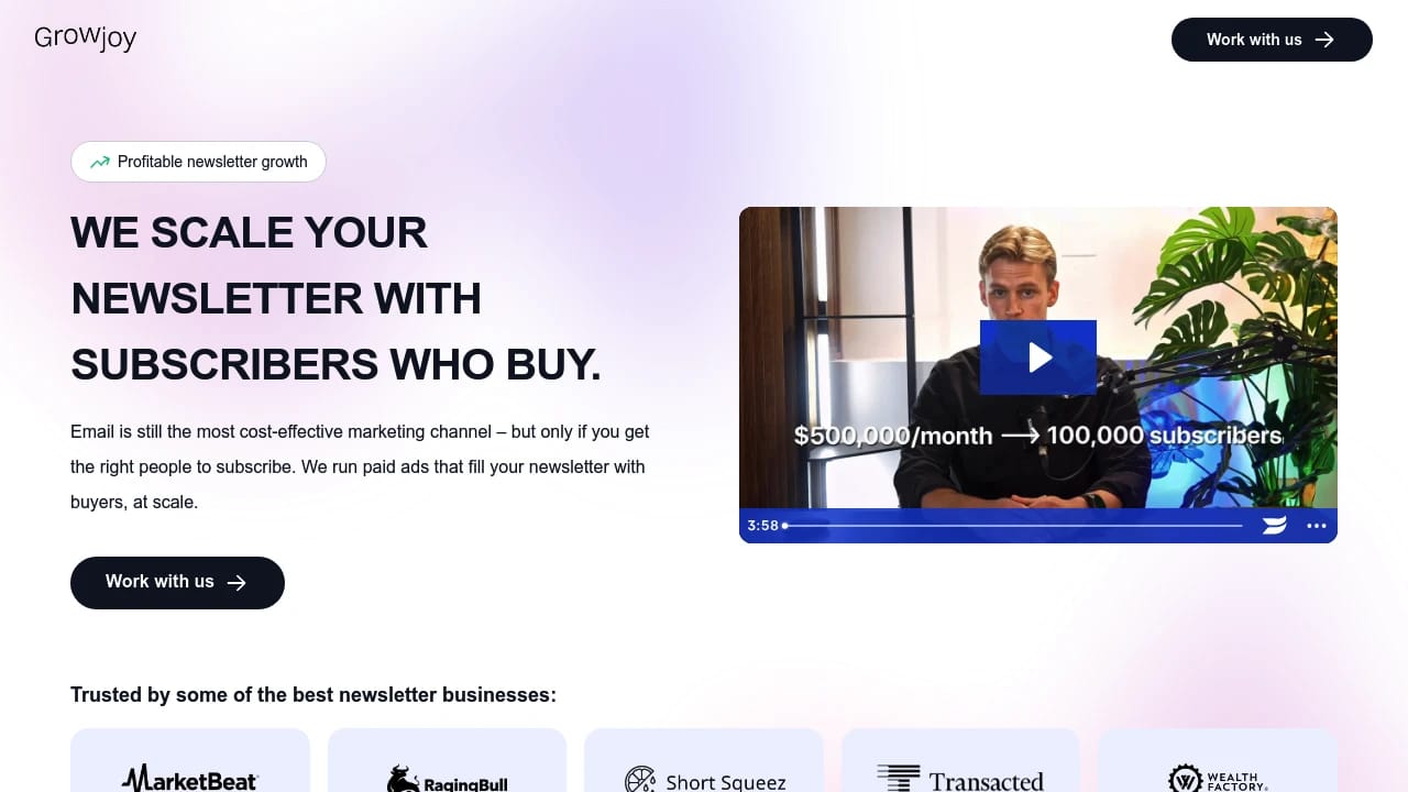 Screenshot of Growjoy website