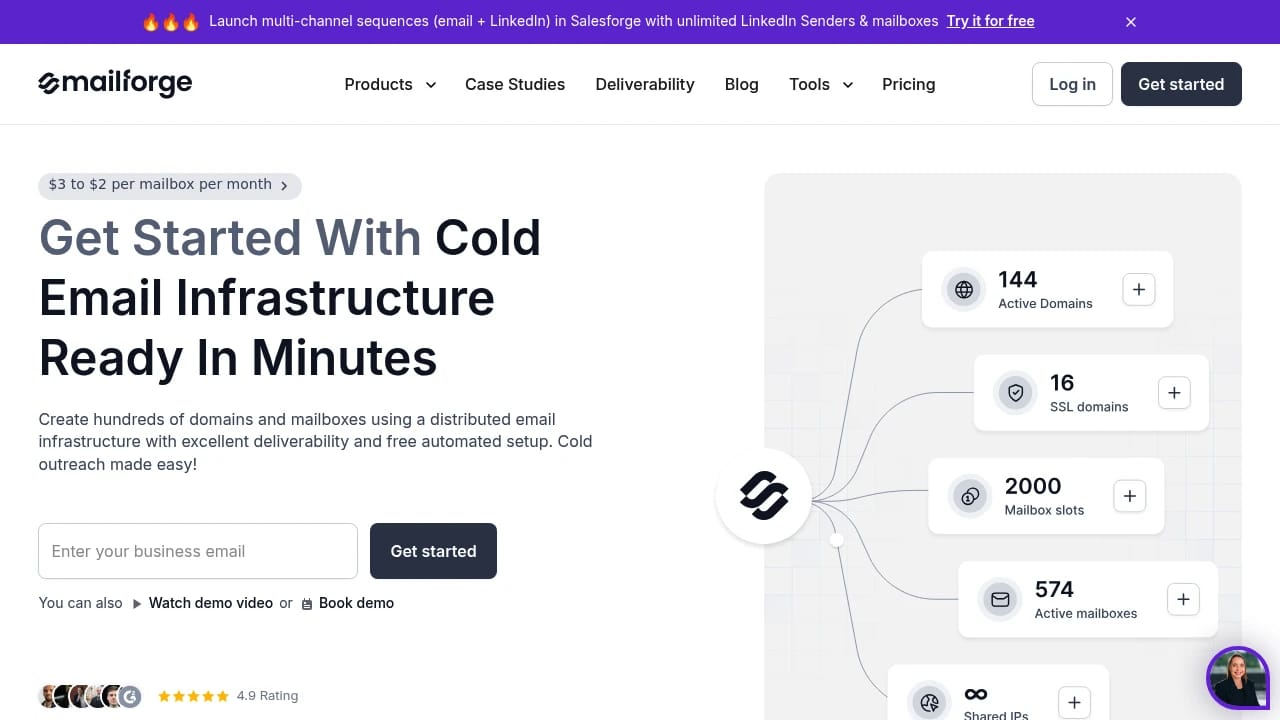 Screenshot of Mailforge website