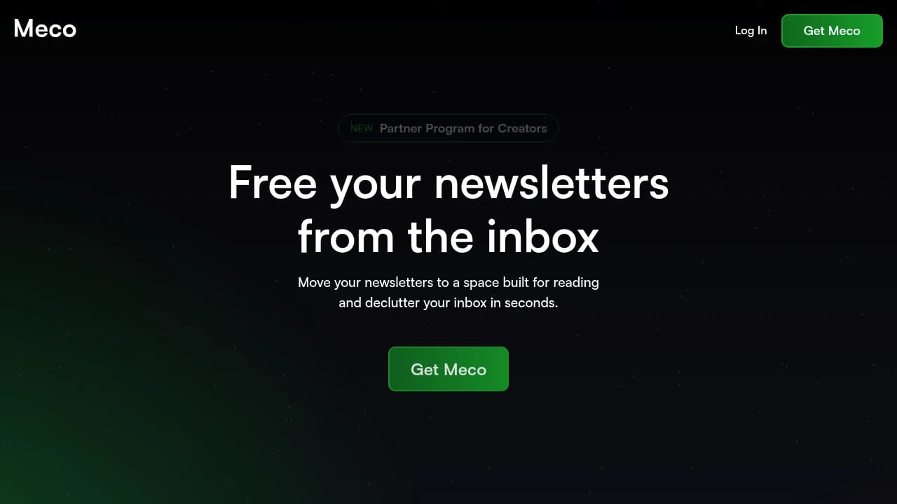 Screenshot of Meco website