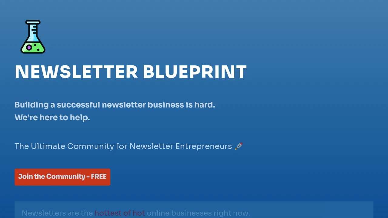 Screenshot of Newsletter Blueprint website