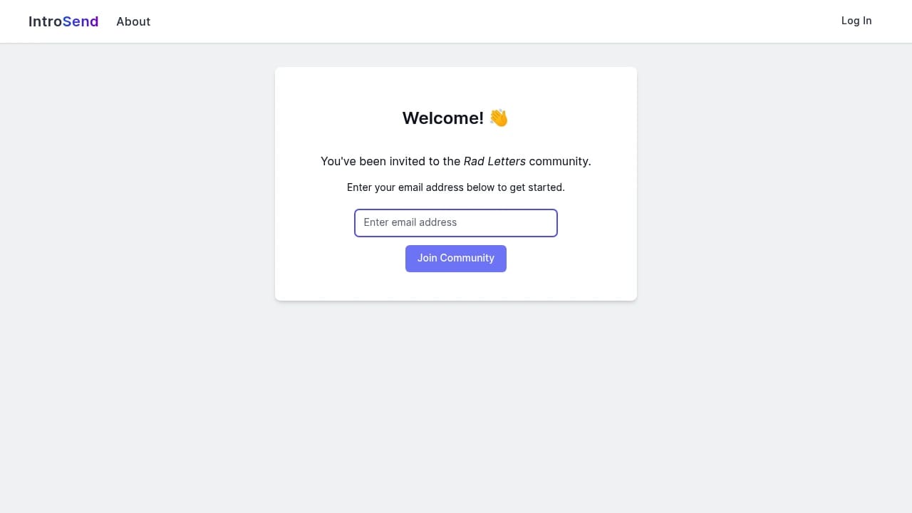 Screenshot of Rad Letters on IntroSend website