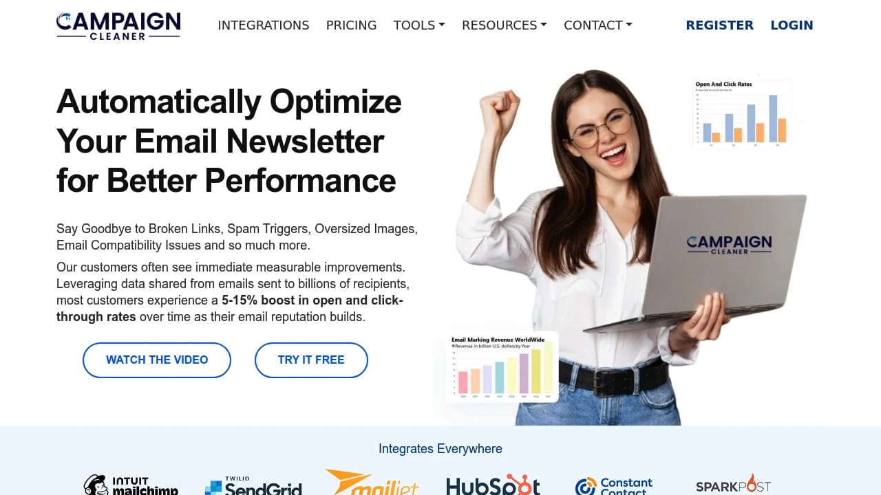 Screenshot of Campaign Cleaner website