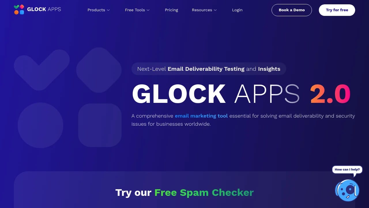 Screenshot of GlockApps website
