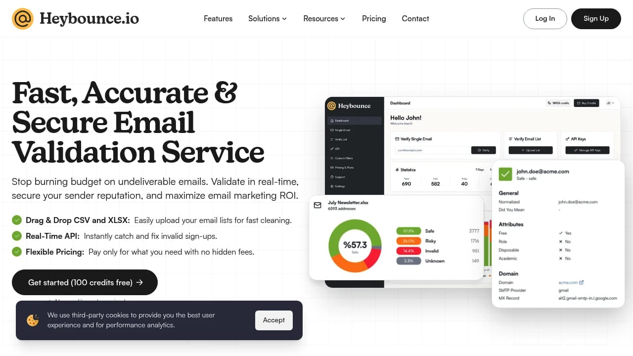 Screenshot of Heybounce website