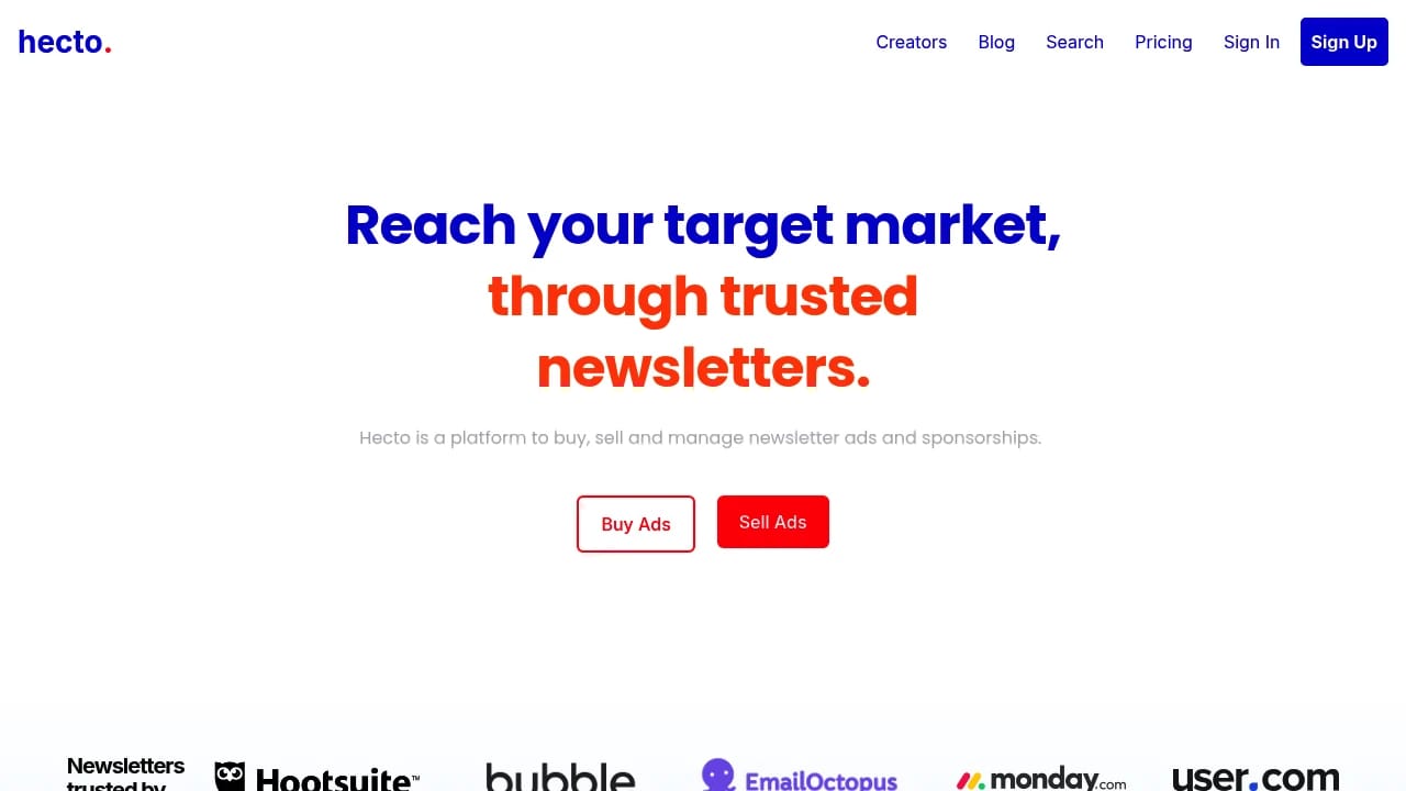 Screenshot of Hecto website