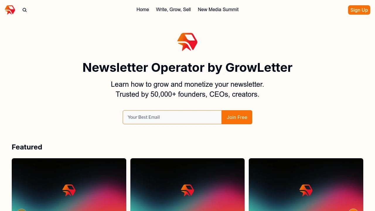 Screenshot of Newsletter Operator website