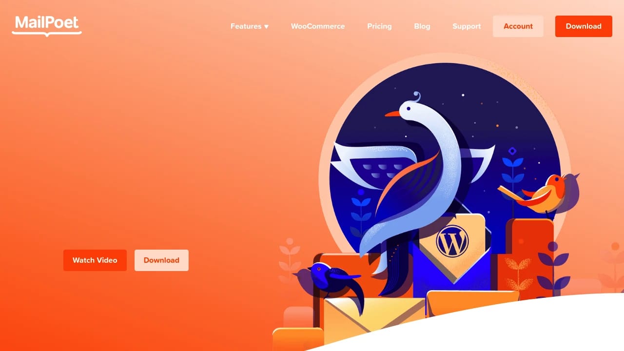 Screenshot of MailPoet website