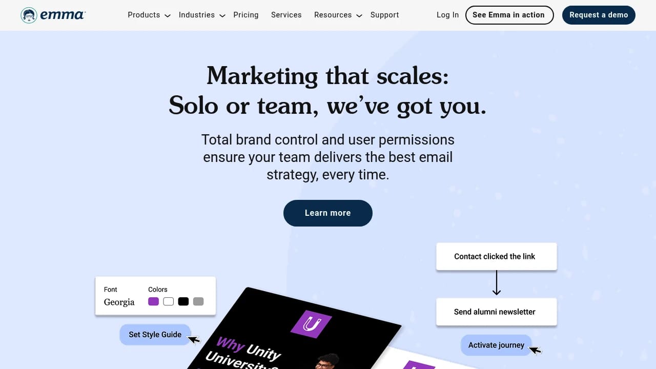 Screenshot of Emma website