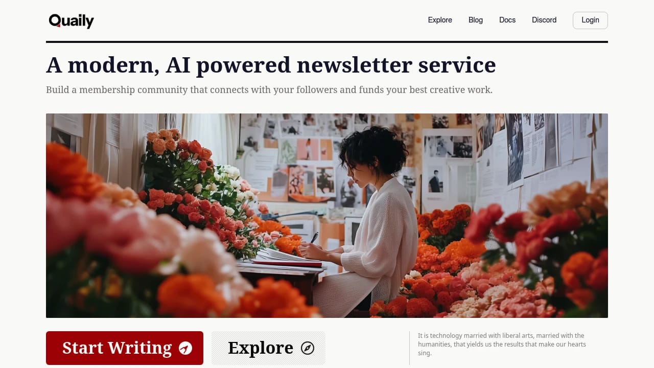 Screenshot of Quaily website