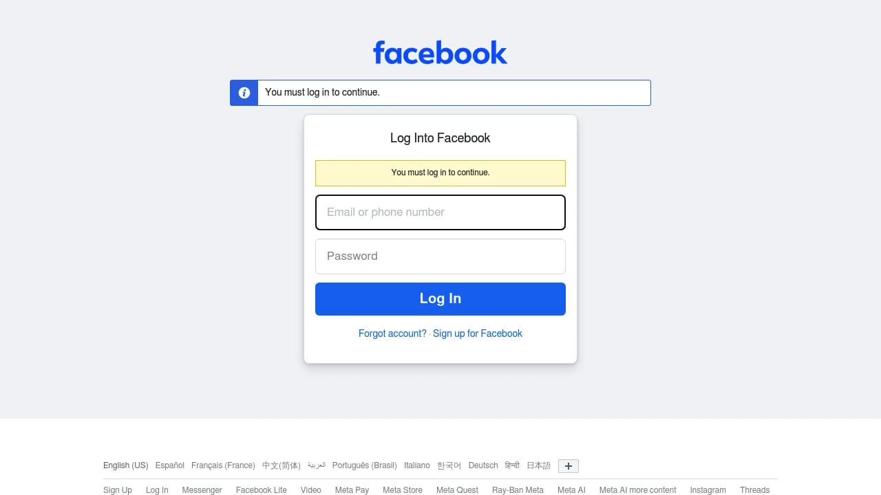 Screenshot of Meta Ads website