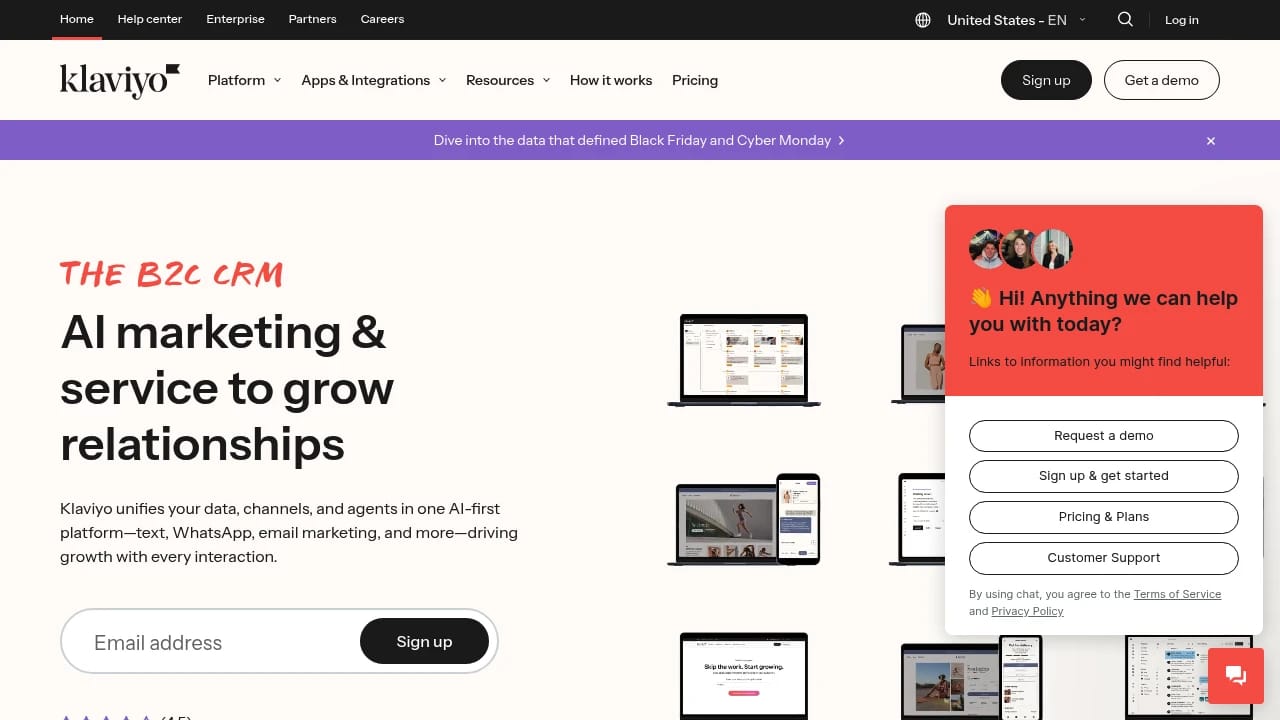 Screenshot of Klaviyo website