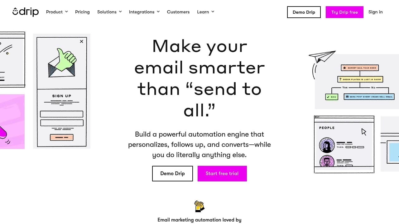 Screenshot of Drip website