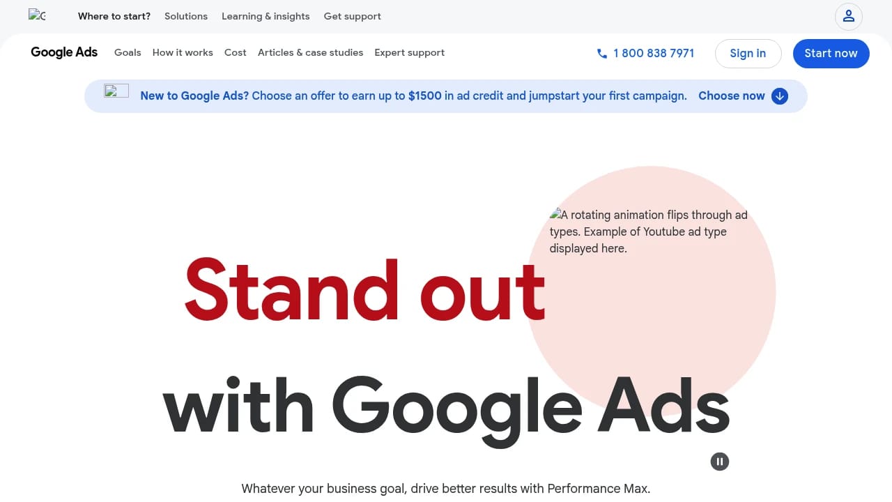 Screenshot of Google Ads website