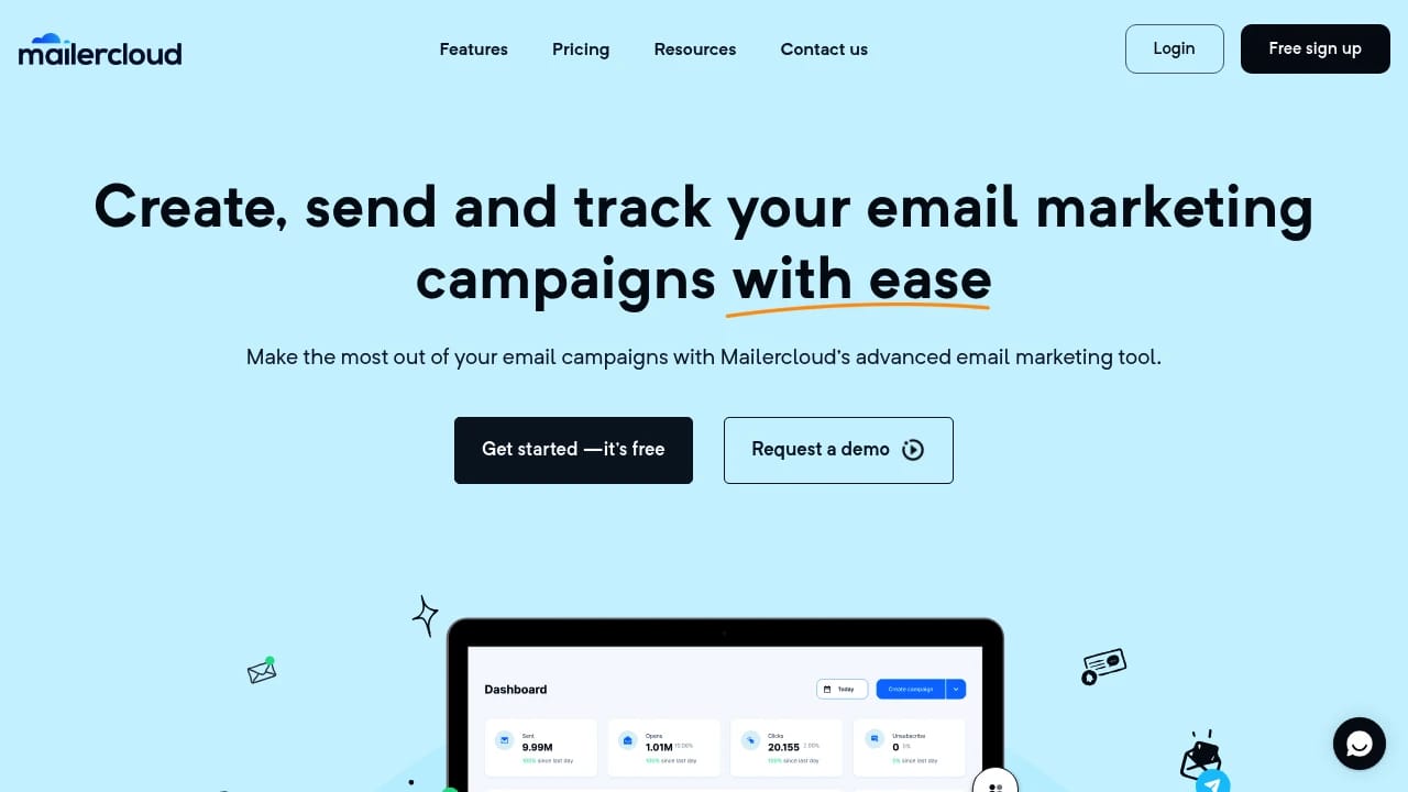 Screenshot of Mailercloud website