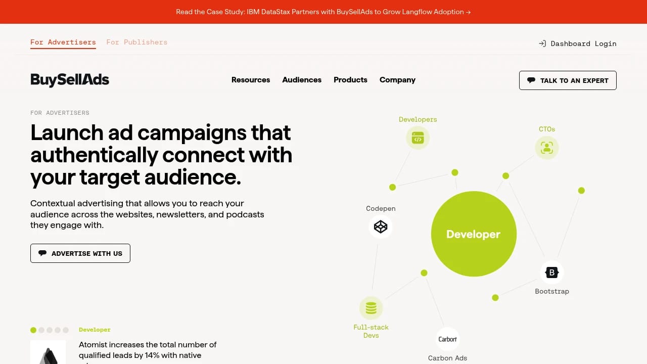 Screenshot of BuySellAds website