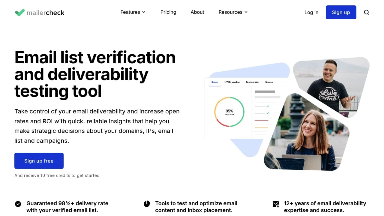 Screenshot of MailerCheck website