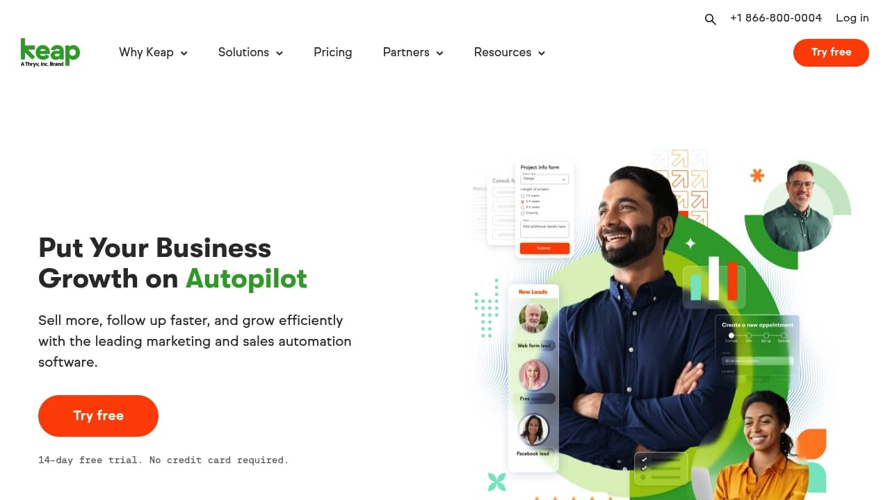 Screenshot of Keap website