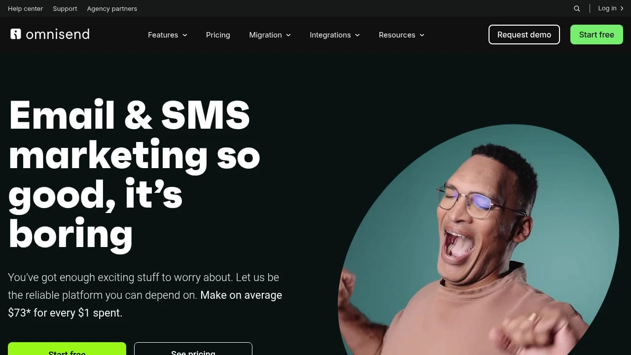 Screenshot of Omnisend website