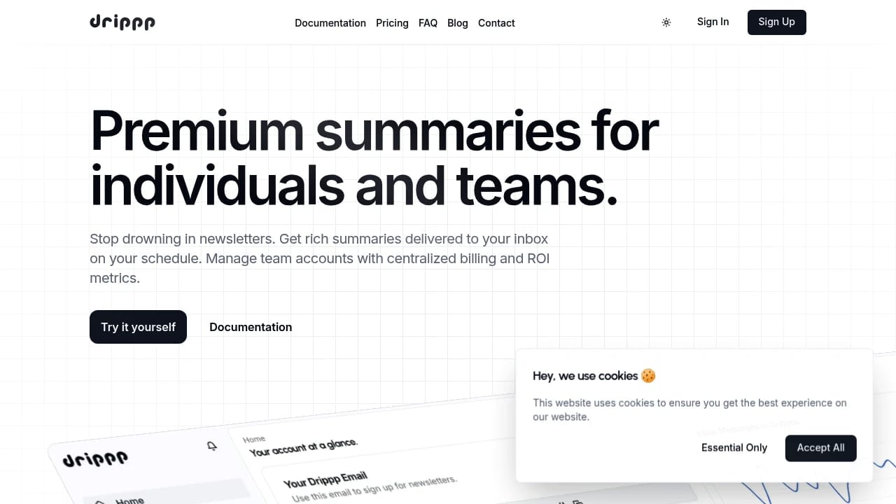 Screenshot of Drippp website