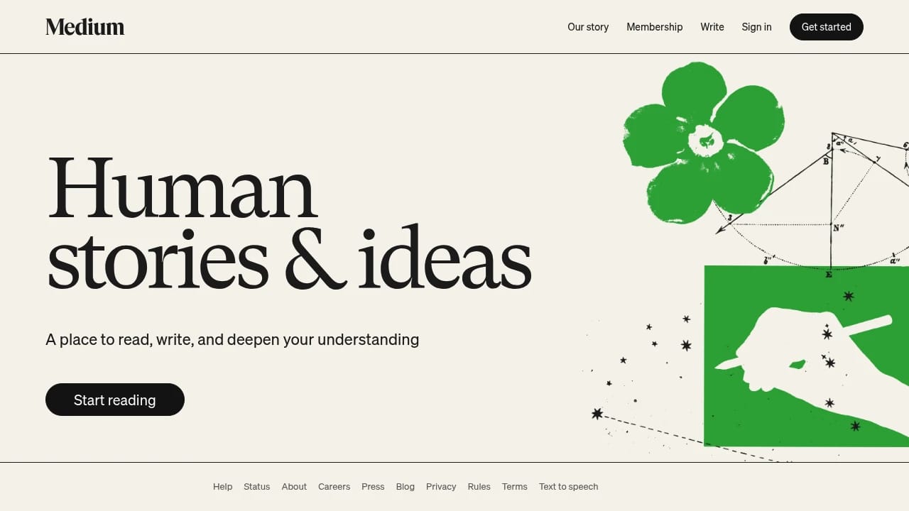 Screenshot of Medium website