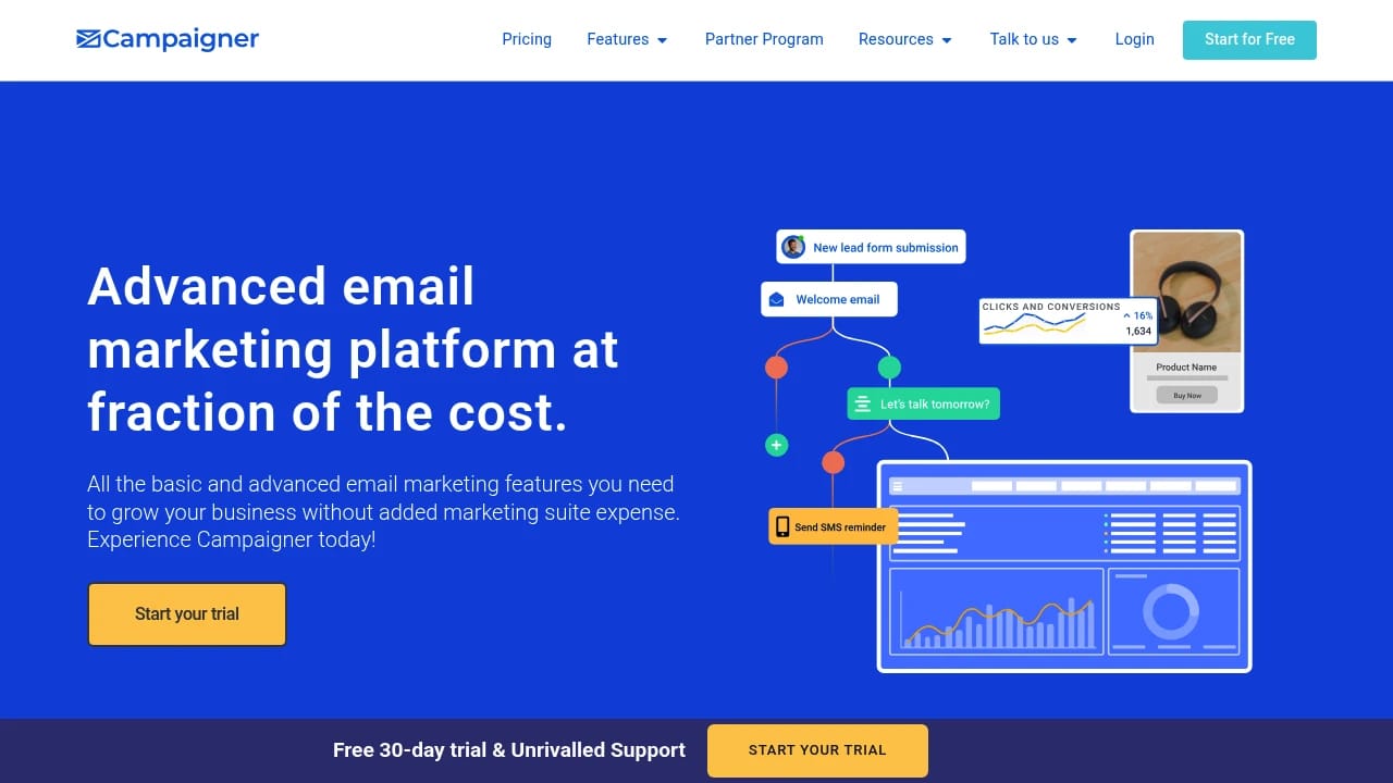 Screenshot of Campaigner website