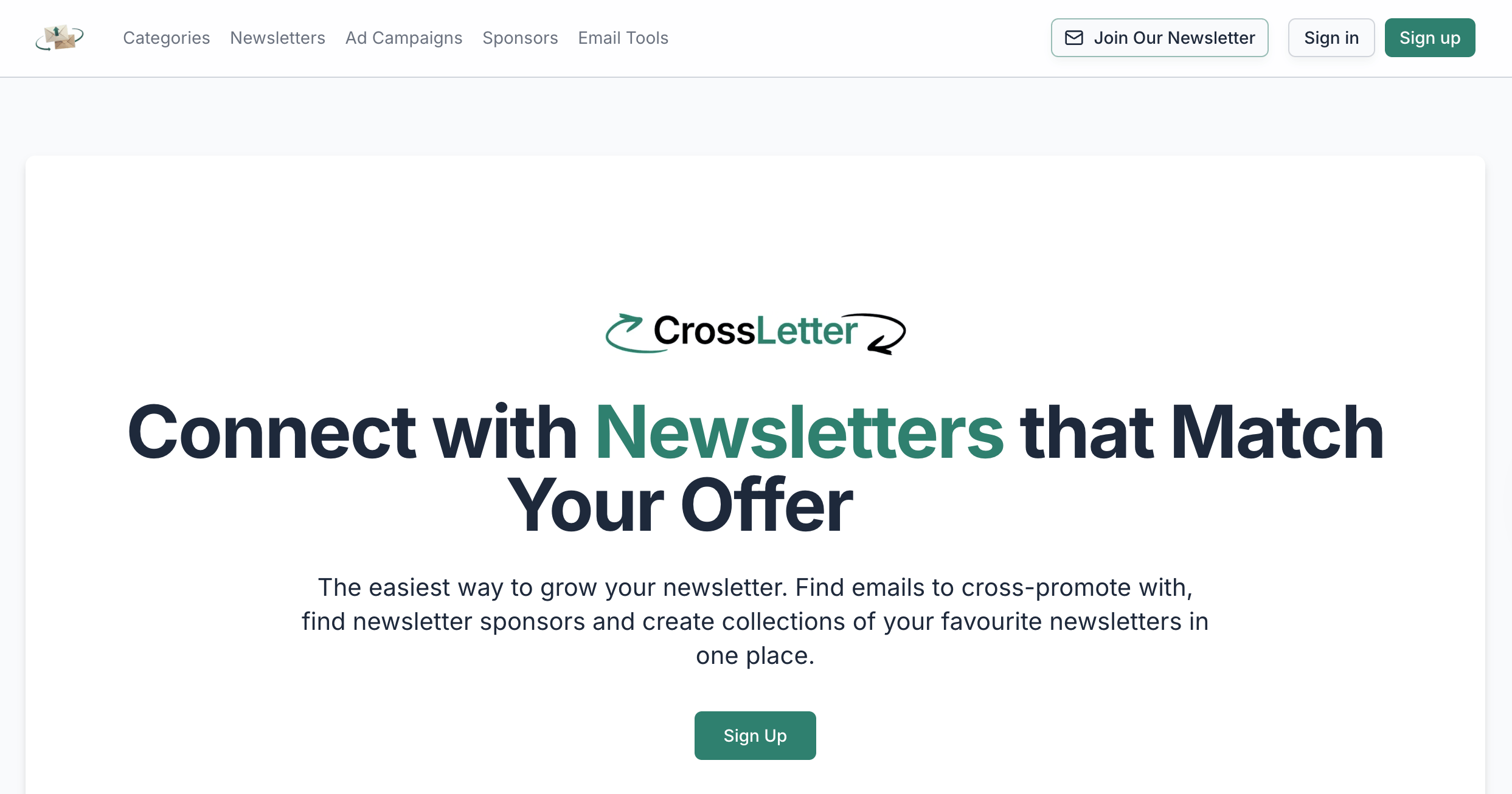 Screenshot of CrossLetter website