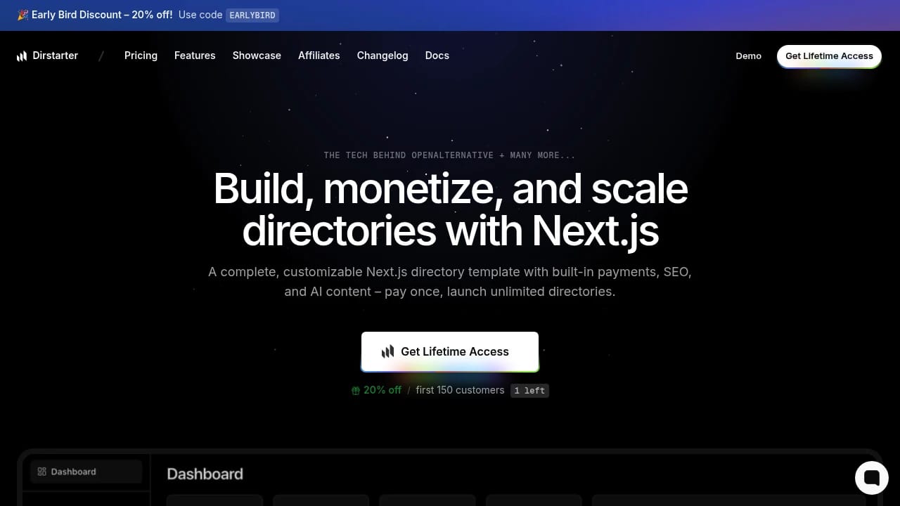 Screenshot of Dirstarter website