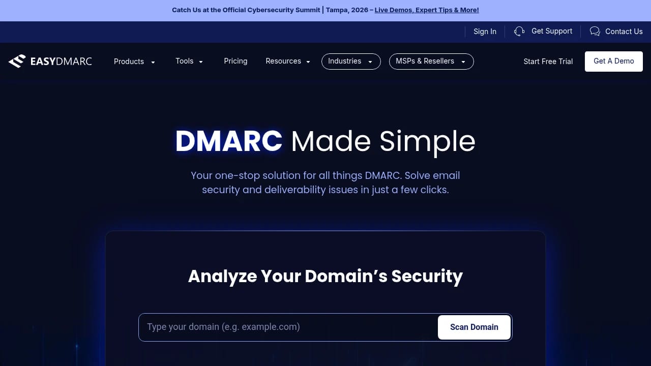 Screenshot of EasyDMARC website