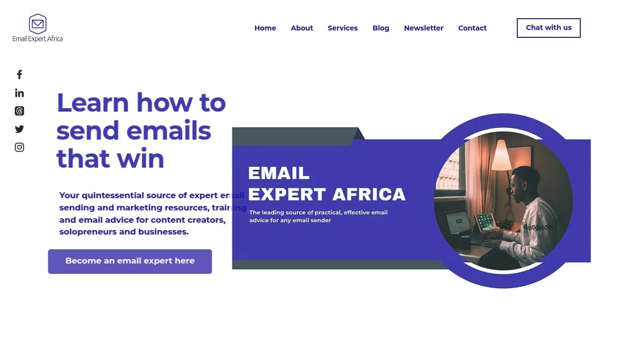 Screenshot of Email Expert Africa website