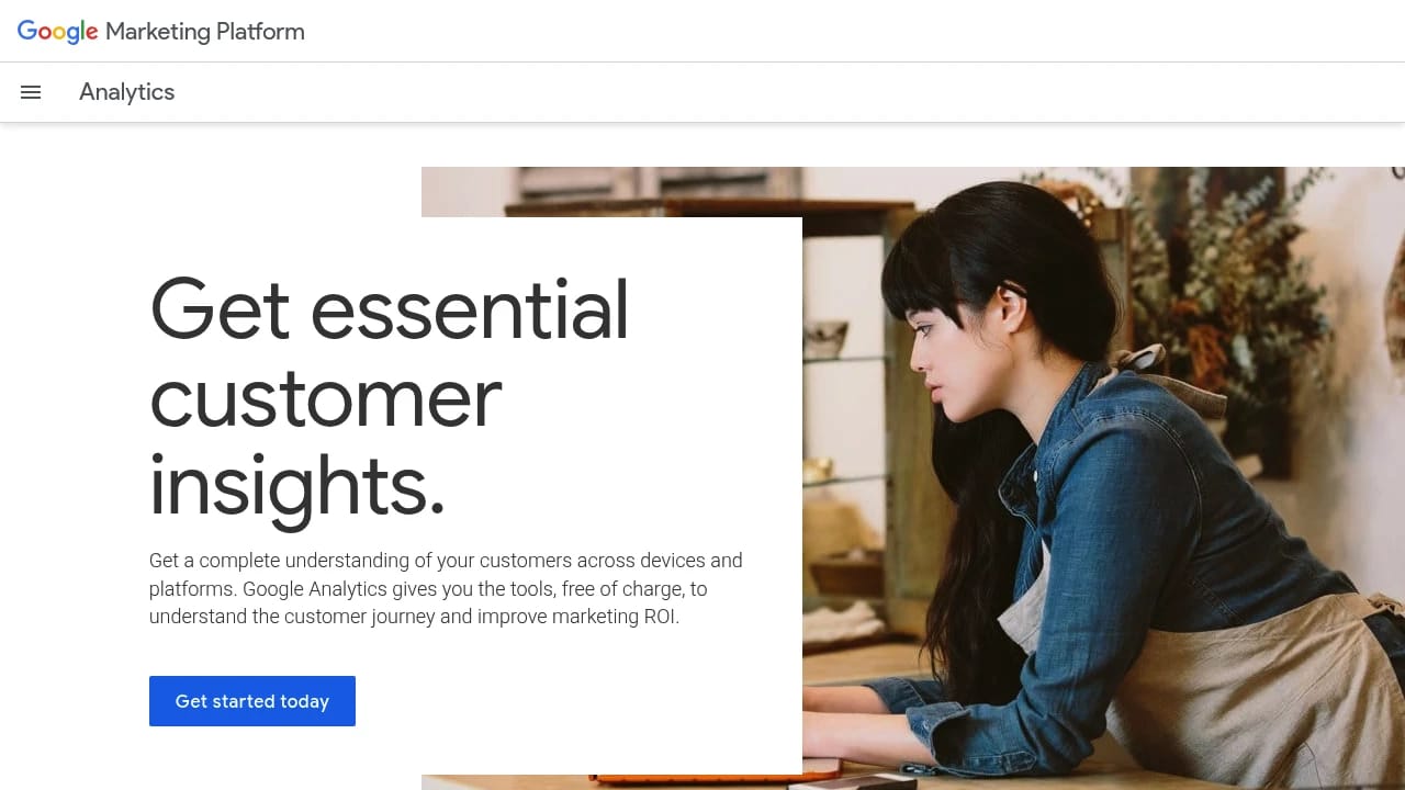 Screenshot of Google Analytics website