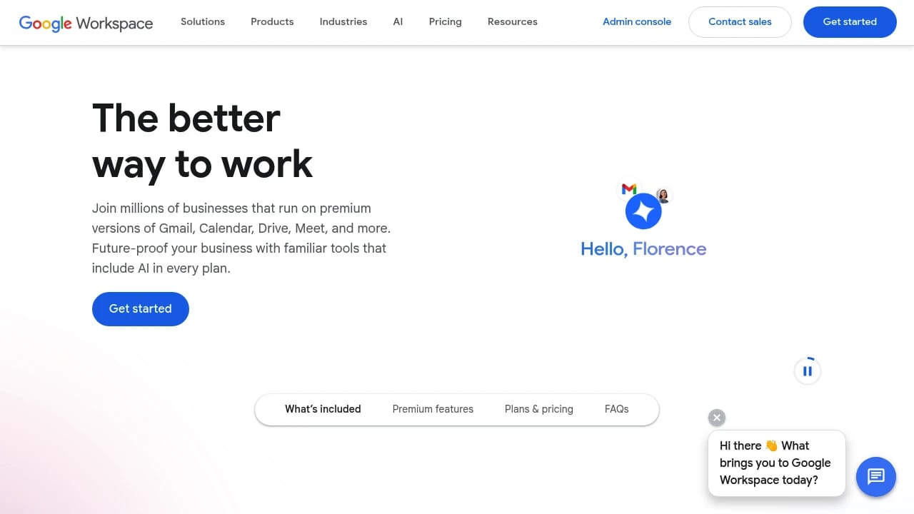 Screenshot of Google Workspace website