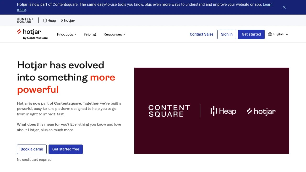 Screenshot of HotJar website
