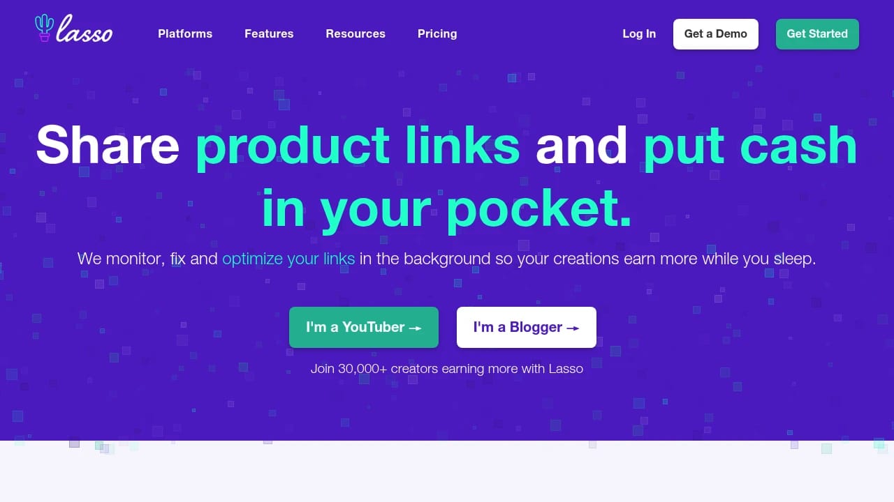 Screenshot of Lasso website