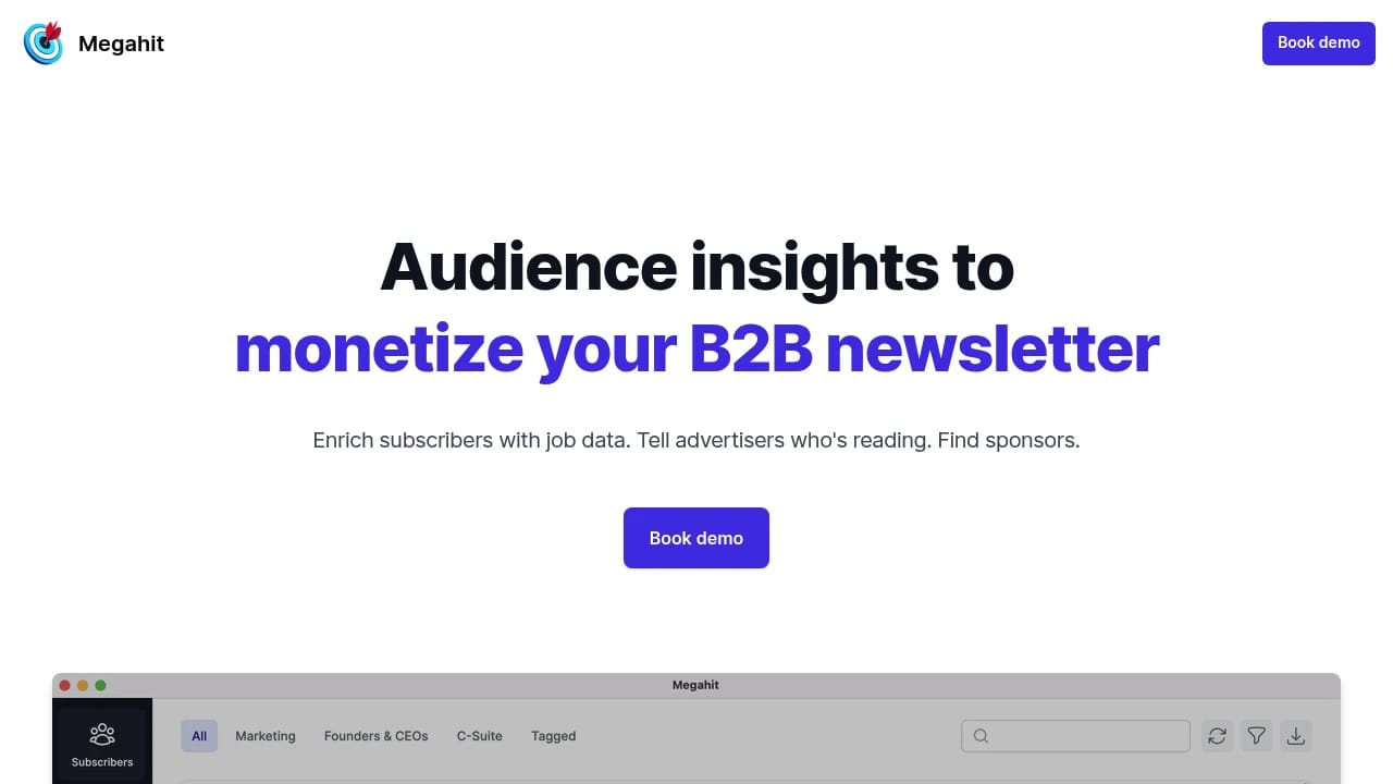 Screenshot of Megahit website