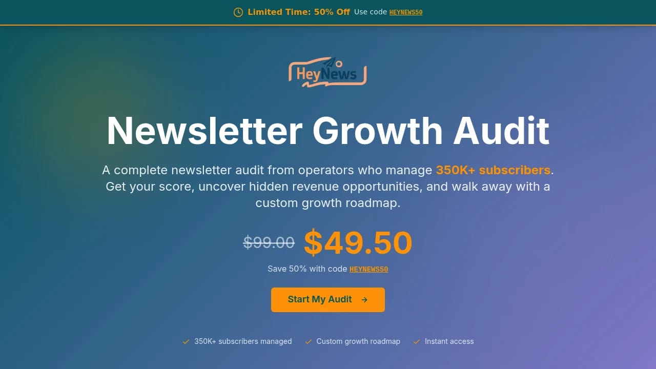 Screenshot of Newsletter Growth Audit website