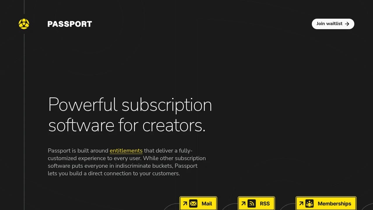 Screenshot of Passport website