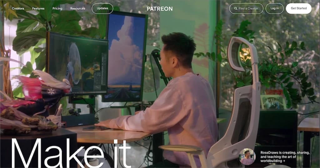 Screenshot of Patreon website