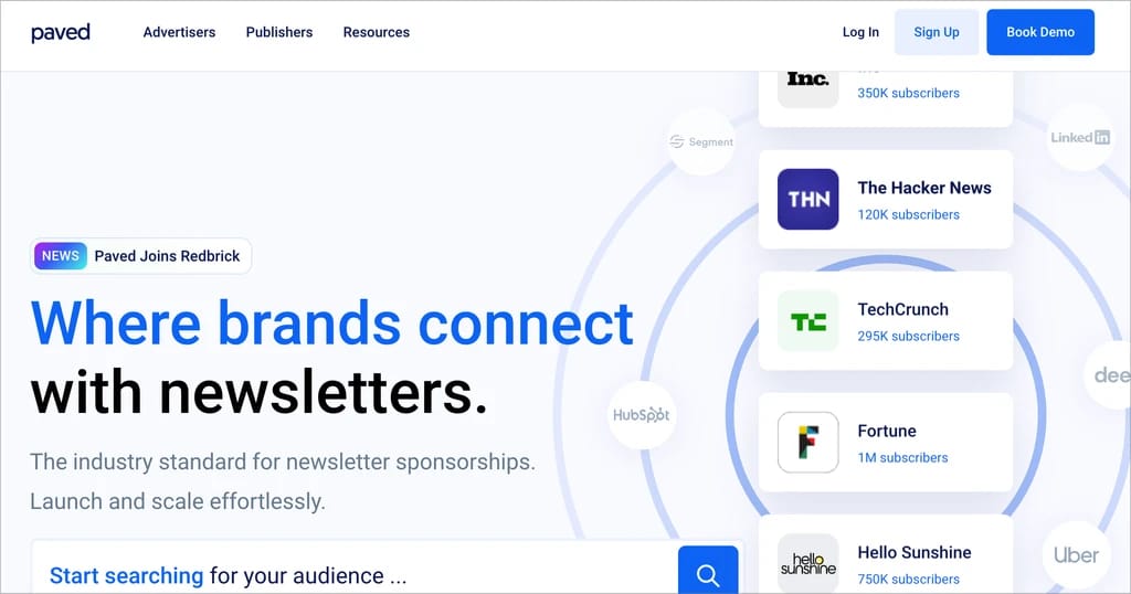 Screenshot of Paved website