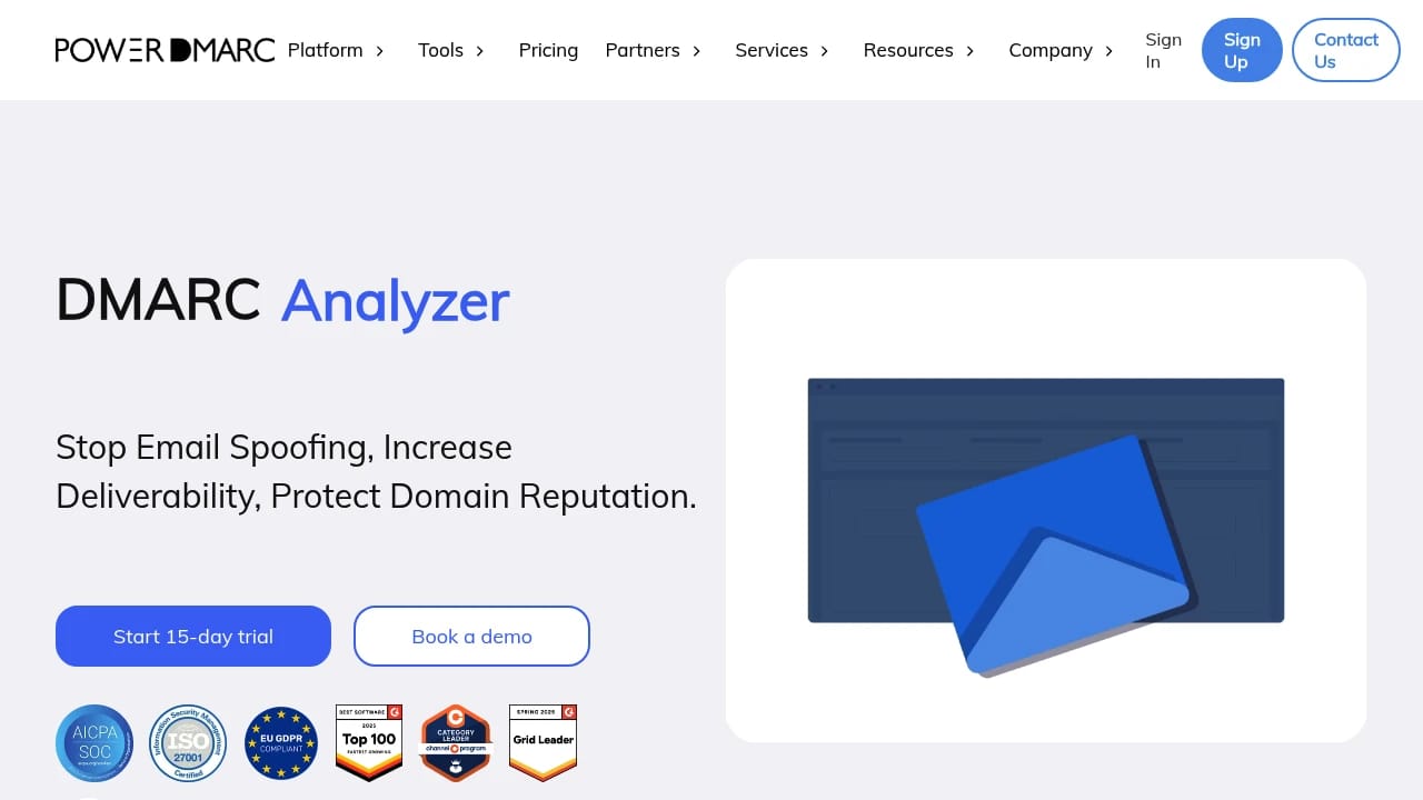 Screenshot of PowerDMARC website