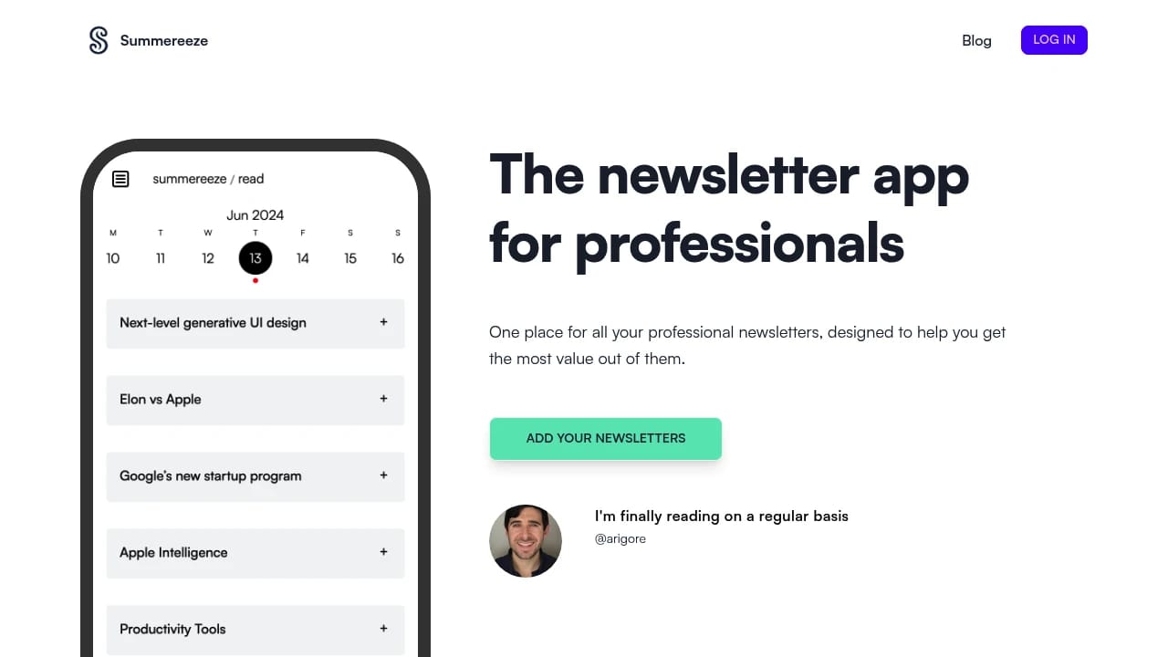 Screenshot of Summereeze website